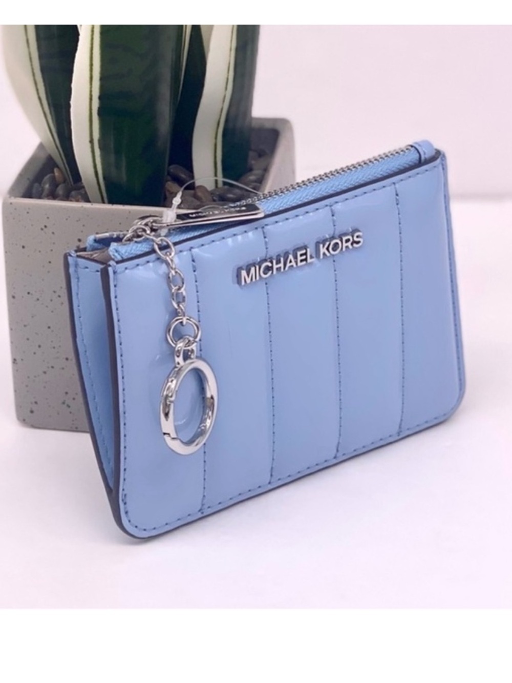 Michael Kors Sky Blue Card Holder with Keychain
